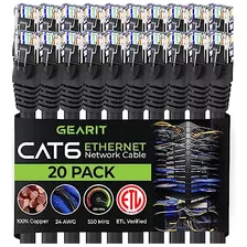 Cable Ethernet Cat 6 De 5 Pies (paquete De 20), Cable D...