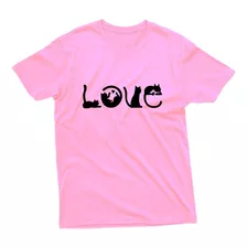 Camiseta Estampa Lançamento Escrita Love Gato 100% Algodão