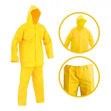 Conjunto De Pvc Amarelo Capa De Chuva E Calça Motoqueiro 