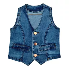 Colete Infantil Juvenil Menina Jeans Com Lycra Moda 4 Ao 12