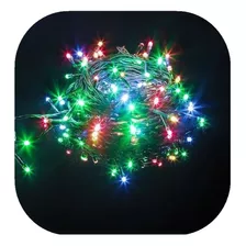 Cordão 100 Led 8 Funções Colorido Fio Verde Natal 10m 220v