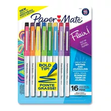 16 Marcadores Rotuladores Paper Mate Flair Punta Gruesa 1.2m