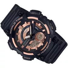 Reloj Casio Hombre Aeq-110w-1a3v H. Mundial 10 Años De Bater Color De La Correa Negro