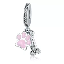 Charm Plata 925 Patita De Perro Y Hueso