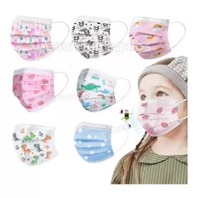 Barbijo Descartable Infantil Niños Estampado Triplecapa X50u