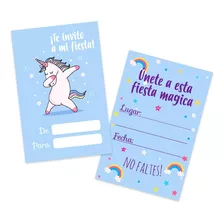 24 Tarjetas E Invitaciones De Cumpleaños 9 X 6 Cm Unicornio