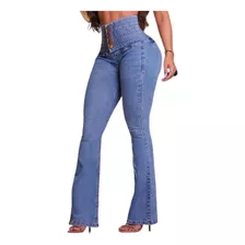 Calça Cintura Com Elastico Jeans Feminina Tha Com Bolsos