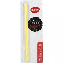 Canudo Silicone Canudinho Ecológico + Escova Para Limpeza Cor Amarelo