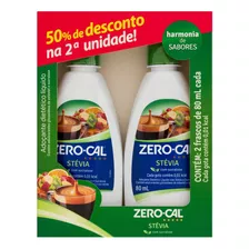 Pack Adoçante Líquido Stevia Zero Cal Frasco 2 Unidades 80ml Cada Grátis 50% De Desconto Na 2ª Unidade