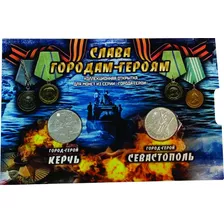 Folder Com 2 Moedas Da Russia, Kerch E Sebastopol