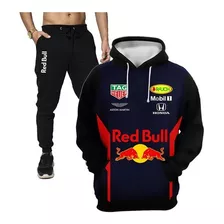 Conjunto Moletom Red Bull Motoqueiro Casaco De Frio E Calça