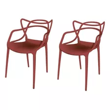 Duas Cadeiras Para Sala De Estar Berrini Vermelho Falu If