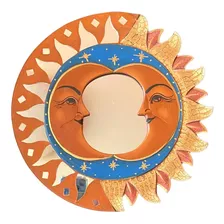 Figura Luna Sol Con Espejo + Mosaico A Mano, 20cm Deco Arte