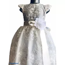 Vestido De Encaje Perla, Azul, Rojo Para Niña 2-8