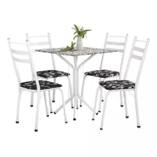 Conjunto De Mesa Thais 0,70m Com 4 Cadeiras Granito/branco