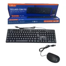 Teclado E Mouse Com Fio Inova Mouse Preto Teclado Preto