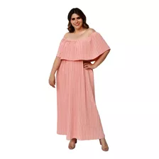 Vestido Plisado Talla Extra, Modelo 0438 (rosa)