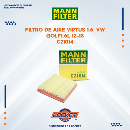 C21014 Filtro Aire Virtus 1.6, Vw Golf1.6l 12-18 Mann Filter Foto 2