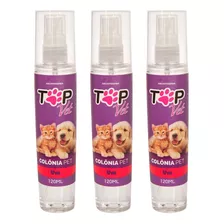 3 Colônia Para Cães E Gatos Pet Pêlo Perfumado Top Vet 120ml Fragrância Uva