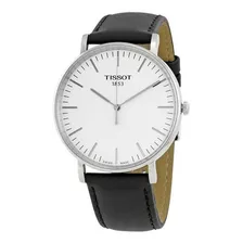 Reloj Tissot Everytime Plateado Esfera Blanca Boleta Color De La Correa Negro