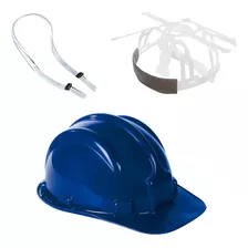 Capacete Plt Plastcor Em Polietileno Selo Inmetro Azul