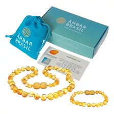 Kit Âmbar Para Bebês Colar + Pulseira Original Certificado