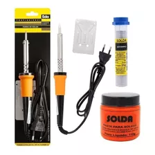 Kit Com Ferro De Soldar Eda, Estanho E Pasta 60 220v