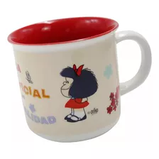 Taza Grande Para Cafe Diseño Mafalda Frases Porcelana 350 Ml Color Amarillo