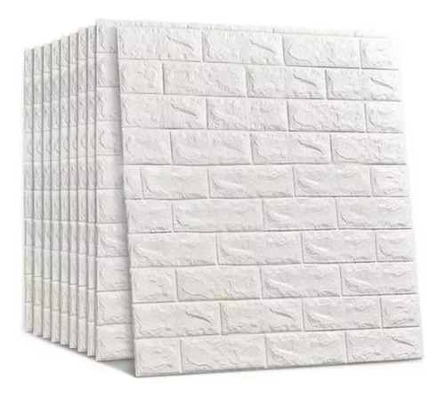 Kit 10 Placas Adesiva 3d Tijolinho Revestimento Parede 70x38 Branco