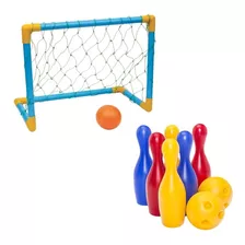 Golzinho Infantil Mini Trave De Futebol + Boliche 29 Cm