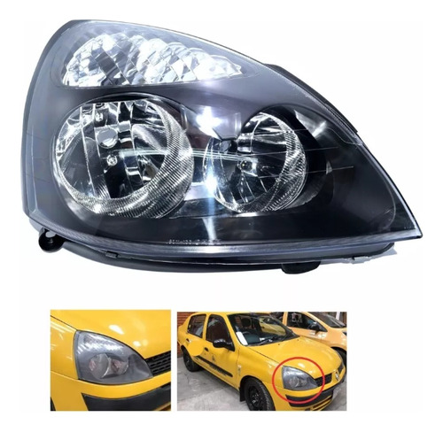 Farola Renault Clio 2003 - 2015 Derecha Negra Foto 2