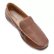 Sapato Mocassim Náutico Náutico Democrata Denim Ocean 135102 De Couro Brandy/carvalho Design Liso 43 Br Para Adultos - Masculino