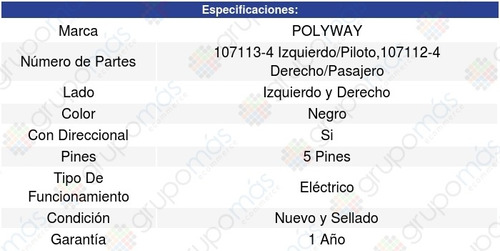 Par Espejos Mitsubishi Montero 10/14 Polyway Foto 3