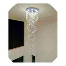 Lustre Cristal K9 Espiral Duplo Teto Alto 3,60 Até 4 Metros 