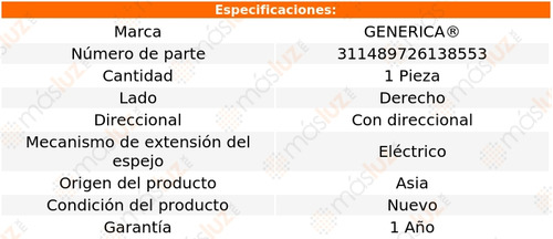 1- Espejo Derecho Elect Maxima 2009/2012 Genrica Foto 2