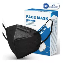 Pacote De 20 Máscaras Descartáveis Kn95 Pff2 Preta Com Clipe Cor Preto Desenho Do Tecido Liso