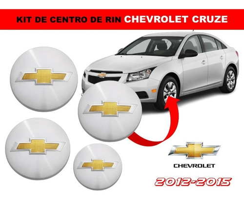 Kit De 4 Centros De Rin Chevrolet Cruze 2012-2015 52 Mm Foto 2