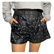 Short Vinipiel Brillos Dama Año Nuevo Mujer Casual Juvenil 