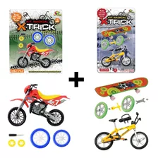 Kit Brinquedo Dedo Skate Bicicleta Moto + Acessórios Troca
