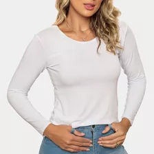 Blusa Feminina Manga Longa Gola V Envio Rapido Básica 