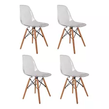 Conjunto Com 4 Cadeiras Charles Eames Cristal Cor Incolor