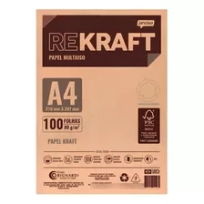 Papel Kraft Jandaia A4 80g 100 Folhas