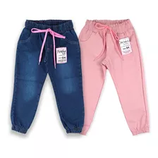 Kit Com 2 Calça Jeans Jogger Infantil L Menina Feminina Diva