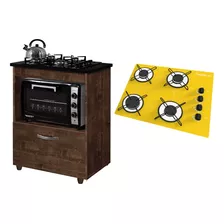 Kit Balcão Cooktop 1 Porta Br C/fogão Cooktop 4 Bocas