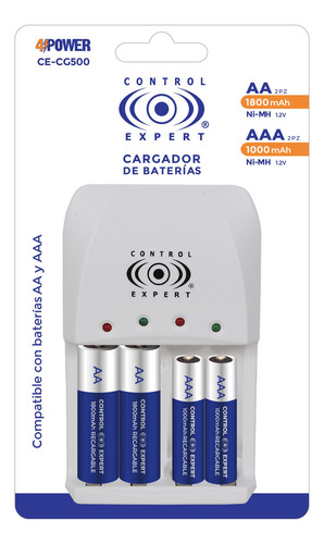 Cargador De Pilas Aa Y Aaa Control Expert Incluye 4 Pilas