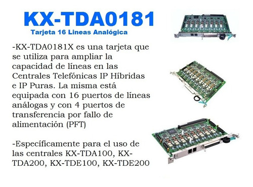 Tarjeta 16 Lineas Analogicas Kx-tda0181 Panasonic Kx-tda100