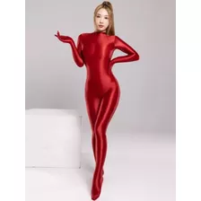 Bodysuit Macacão Vermelho Corpo Todo Cetim Importado Tam. G