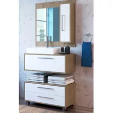 Mueble De Baño Aéreo Con Bacha Y Espejo 2 Cajones Ebz