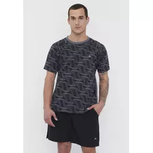 Polera Hombre Deportiva Full Print M/c Negro Corona