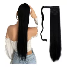 Cola De Cabello Negro Seminatural Extralargo Liso